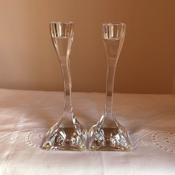 Vintage 1970 Nachtmann Crystal Candlesticks Set of 2 Signed 8” Tall NICE - Picture 5 of 9